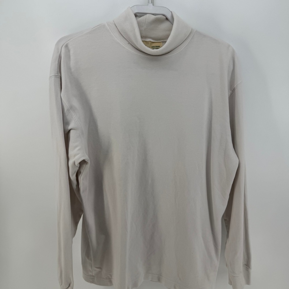 St. John's Bay Turtleneck Womens Large Ivory Cotton Mock Neck Basic Minimalist‎